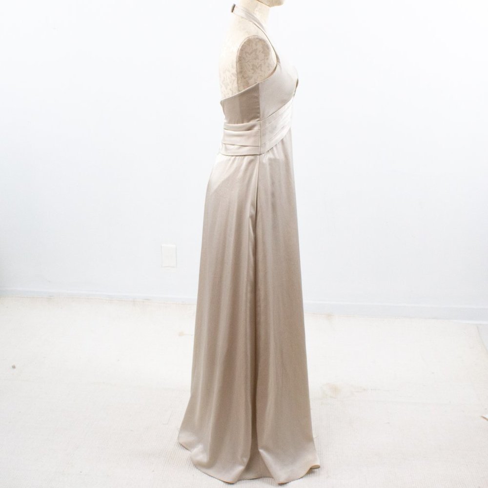 BCBGMaxAzria 4 Satin Bandage Formal Gown Champagne - Picture 6 of 9